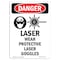 Signmission OSHA Danger Sign, Laser Wear Protective, 18in X 12in Aluminum, 12" W, 18" H, Portrait OS-DS-A-1218-V-1420 - alternate 1